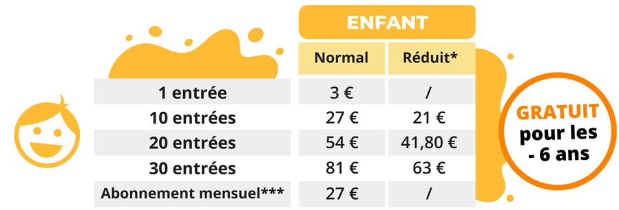 Tarifs pour enfants du centre aquatique intercommunal à Delle