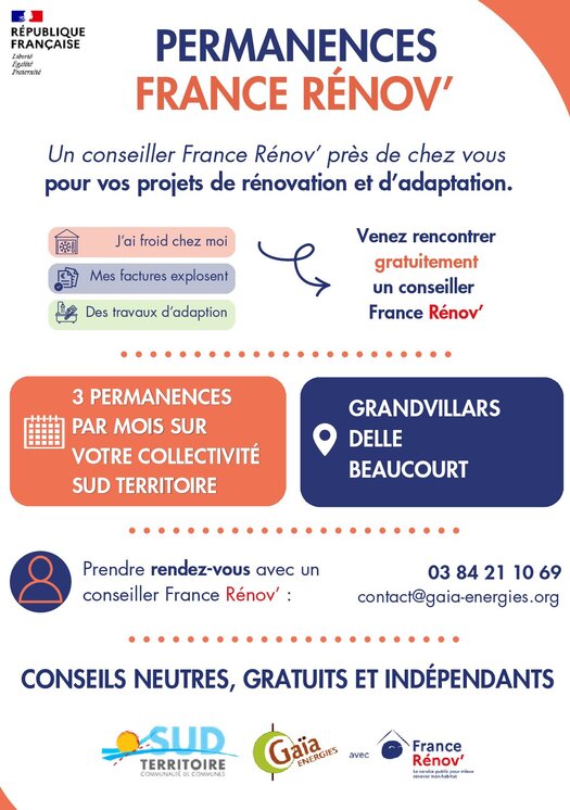 ESPACE CONSEIL FRANCE RENOV': PERMANENCES DANS LE SUD TERRITOIRE