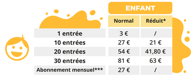 Tarifs pour enfants du centre aquatique intercommunal à Delle Tarifs pour enfants du centre aquatique intercommunal à Delle